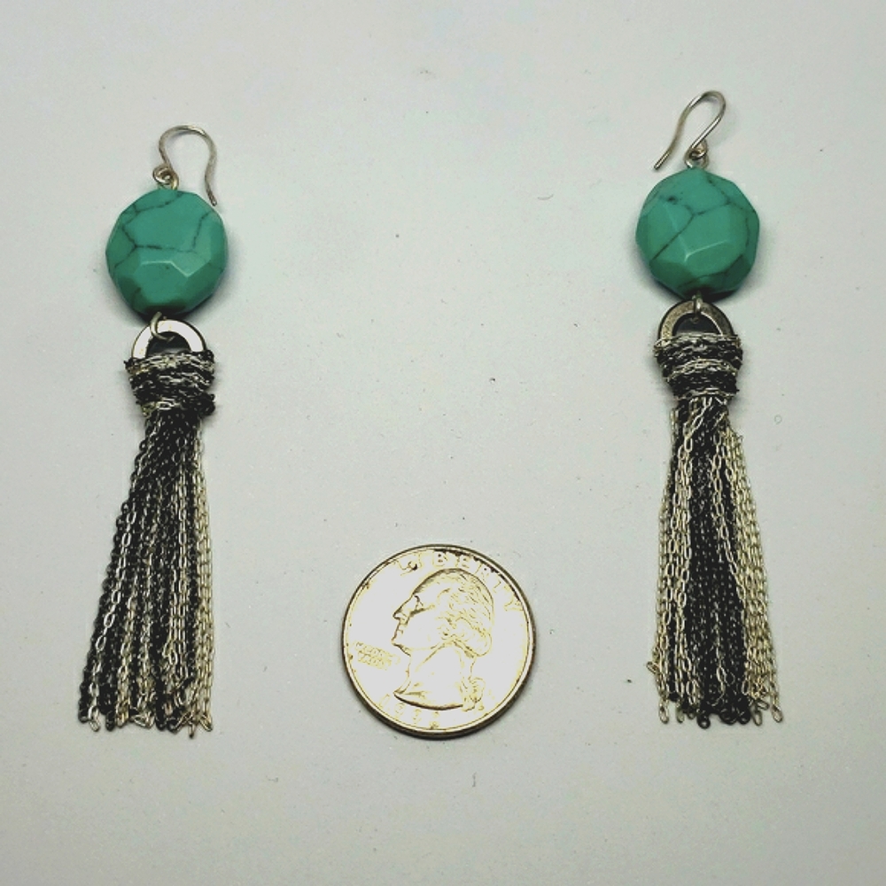 Dangle faux turquoise earrings